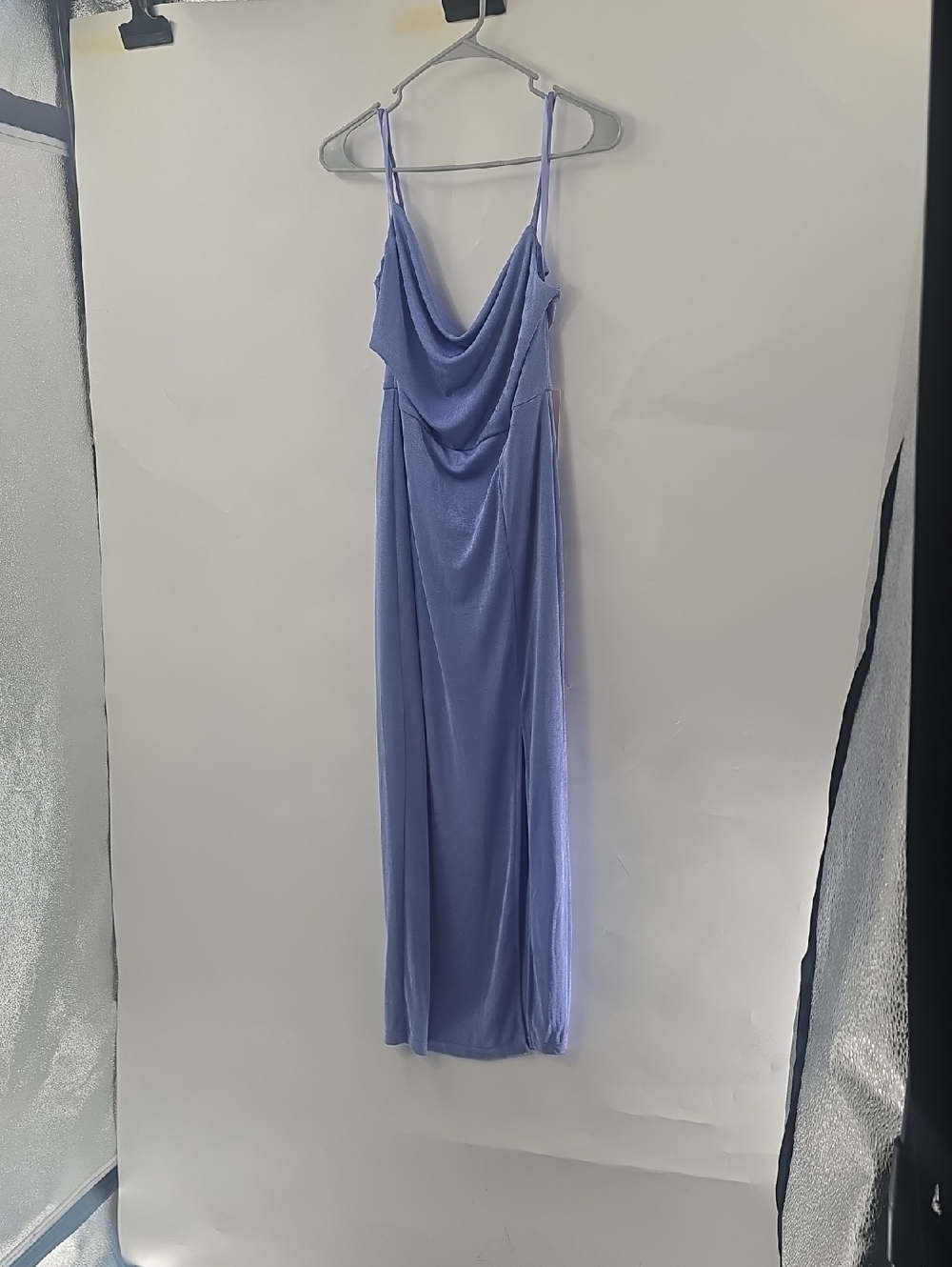 Hello Molly Light Blue Cowl Neck Slip Midi Dress - Picture 4 of 11